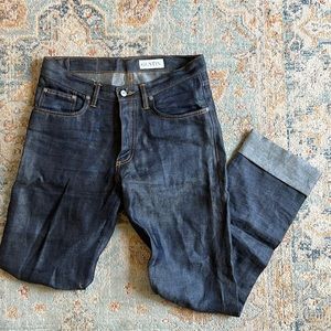 Gustin #386 pure linen indigo selvedge size 34 straight fit